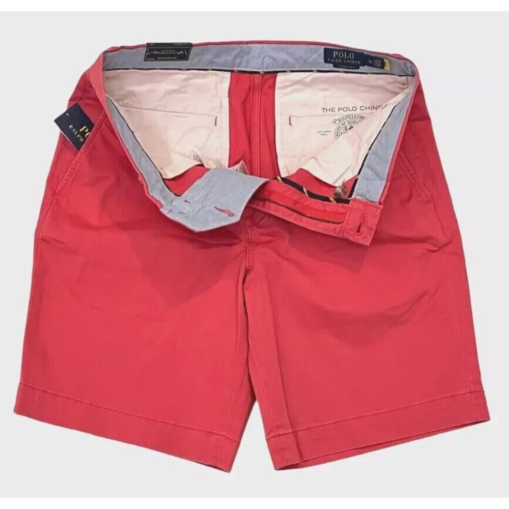 Polo Ralph Lauren Mens Starboard Red 33 Classic Fit Stretch 9" Flat Front Shorts - Picture 6 of 11